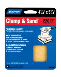 4-1/2" x 5-1/2" Norton 48132 Clamp & Sand Power Sanding Sheet 220-Grit Handy-Pack