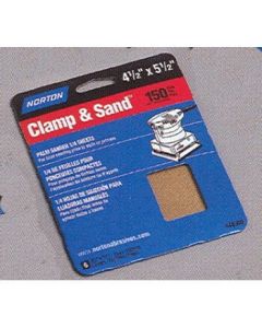 4-1/2" x 5-1/2" Norton 48300 Clamp & Sand Power Sanding Sheet 150-Grit Handy-Pack