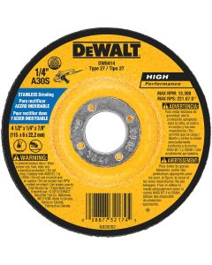 DEWALT HP Type 27 4-1 In. x 27/4 In. x 7/8 In. Stainless Grinding Cut-Off Wheel