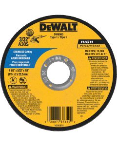 DEWALT HP Type 1 4-1/2 In. x 1/8 In. x 7/8 In. Stainless Cut-Off Wheel