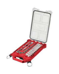 Milwaukee Standard 3/8 In. Drive 6-Point Ratchet & Socket Set w/PACKOUT Organizer (28-Piece)