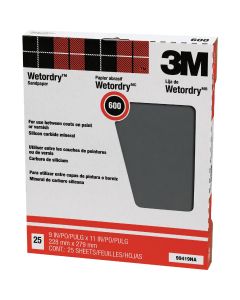 3M Wetordry Pro-Pak 9 In. x 11 In. 600 Grit Super Fine Sandpaper (25-Pack)