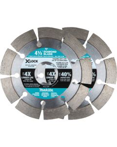 Makita X-LOCK 4-1/2 In. Segmented Rim Dry/Wet Cut Diamond Blade (2-Pack)