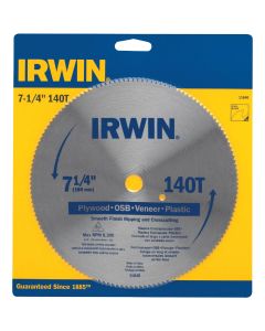 Irwin Steel 7-1/4 In. 140-Tooth Smooth Finish Ripping/Crosscutting Circular Saw Blade