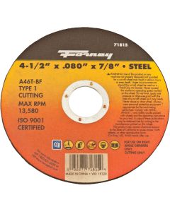 Forney Type 1 4-1/2 In. x .080 In. x 7/8 In. Steel Cut-Off Wheel