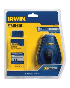 Irwin STRAIT-LINE Speed-Line 100 Ft. Chalk Line Reel and Chalk, Blue