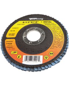 Forney 4-1/2 In. x 7/8 In. 36-Grit Type 27 Blue Zirconia Angle Grinder Flap Disc