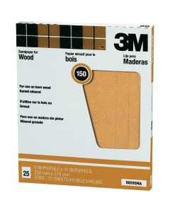 3M Pro-Pak Wood Surfaces 9 In. x 11 In. 150 Grit Very Fine Sandpaper (25-Pack)