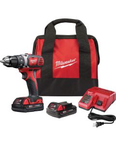 Milwaukee M18 1/2 In. Compact Cordless Drill/Driver Kit with (2) 1.5 Ah Batteries & Charger