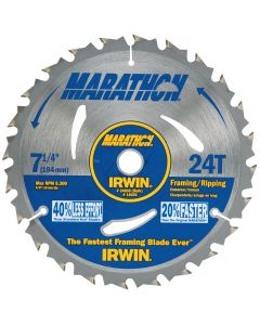 Irwin Marathon 7-1/4 In. 24-Tooth Framing/Ripping Circular Saw Blade, Bulk