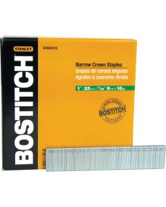 Bostitch 18-Gauge Galvanized Narrow Crown Finish Staple, 7/32 In. x 1 In. (5000 Ct.)