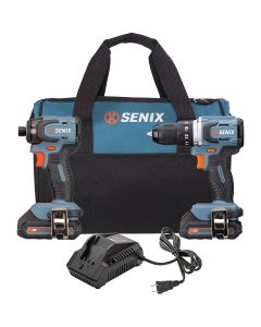 Senix X2 20 Volt Max 2-Tool Cordless Drill/Driver & Impact Driver Combo Kit with (2) 2.0 Ah Batteries & Charger