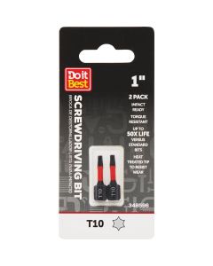 Do it Best 1 In. T10 Torx Impact Ready Screwdriver Bit (2-Pack)