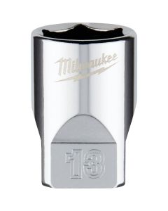 Milwaukee 1/4 In. Drive 13 mm 6-Point Shallow Metric Socket with FOUR FLAT Sides