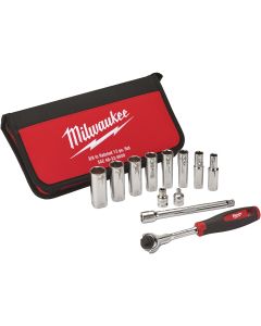 Milwaukee Standard 3/8 In. Drive 6-Point Ratchet & Socket Set