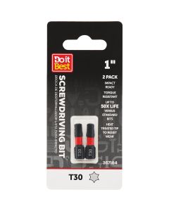 Do it Best 1 In. T30 Torx Impact Ready Screwdriver Bit (2-Pack)
