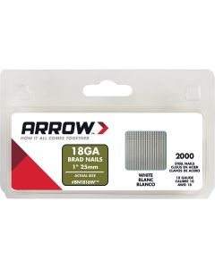 Arrow 18-Gauge White Steel Brad Nail, 1 In. (2000-Pack)