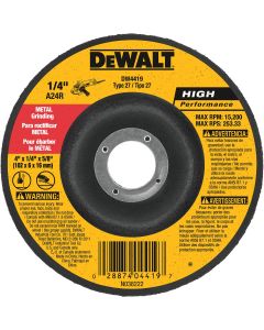 DEWALT HP Type 27 4 In. x 1/4 In. x 5/8 In. Metal Grinding Cut-Off Wheel