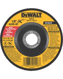 DEWALT HP Type 27 4-1 In. x 1/8 In. x 7/8 In. Metal Grinding Cut-Off Wheel