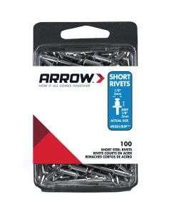 100pk 1/8" Short Steel Rivet