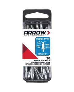 20pk 1/8" Med Steel Rivet