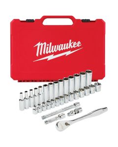 Milwaukee Metric 3/8 In. Drive 6-Point Ratchet & Socket Set (32-Piece)