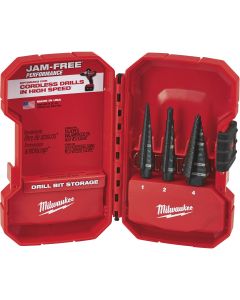 Milwaukee 3-Piece Black Oxide Step Drill Bit Set, #1 #2 #4