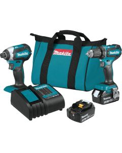 Makita 2-Tool 18 Volt LXT Lithium-Ion Brushless Compact Drill/Driver & Impact Driver Cordless Tool Combo Kit