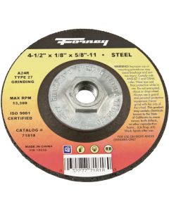 Forney Type 27 4-1/2 In. x 1/8 In. x 5/8 In.-11 Steel Grinding Cut-Off Wheel