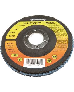 Forney 4-1/2 In. x 7/8 In. 60-Grit Type 27 Blue Zirconia Angle Grinder Flap Disc