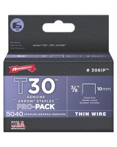 Arrow T30 Pro-Pack Thin Wire Staple, 3/8 In. (5040-Pack)