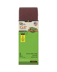 Gator 3 In. x 21 In. 50/80/120 Grit Sanding Belt (5-Pack)