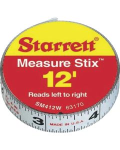 Starrett 12 Ft. SAE Steel Self Adhesive Measuring Tape (Left-to-Right)