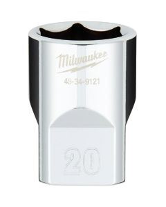 Milwaukee 1/2 In. Drive 20 mm 6-Point Shallow Metric Socket with FOUR FLAT Sides