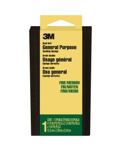 3M Large All-Purpose 2-7/8 In. x 4-7/8 In. x 1 In. Fine/Medium Sanding Sponge