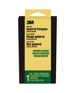 3M Large All-Purpose 2-7/8 In. x 4-7/8 In. x 1 In. Medium/Coarse Sanding Sponge