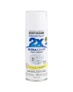 Rust-Oleum Painter's Touch 2X Ultra Cover 12 Oz. Flat Paint + Primer Spray Paint, White