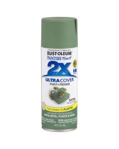 Rust-Oleum Painter's Touch 2X Ultra Cover 12 Oz. Satin Paint + Primer Spray Paint, Moss Green