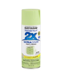 Rust-Oleum Painter's Touch 2X Ultra Cover 12 Oz. Satin Paint + Primer Spray Paint, Green Apple