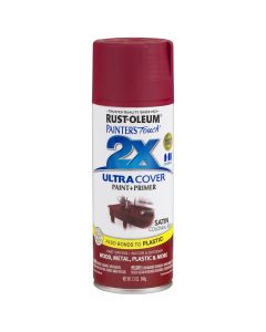 Rust-Oleum Painter's Touch 2X Ultra Cover 12 Oz. Satin Paint + Primer Spray Paint, Colonial Red