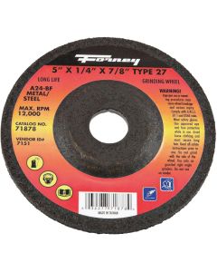 Forney Type 27 5 In. x 1/4 In. x 7/8 In. Metal/Steel Grinding Cut-Off Wheel