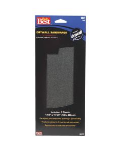 Do it Best 100 Grit 4-1/4 In. x 11-1/4 In. Drywall Sandpaper (5-Pack)