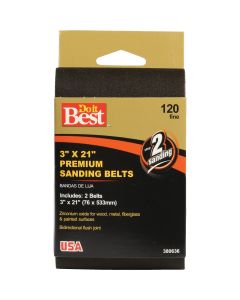 Do it Best 3 In. x 21 In. 120 Grit Heavy-Duty Premium Sanding Belt (2-Pack)