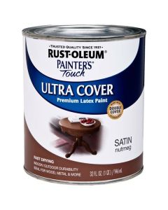 1 Qt Rust-Oleum 240284 Nutmeg Painter's Touch 2X Ultra Cover Premium Latex Paint, Satin