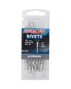 Channellock 1/8 In. Dia. x 1/4 In. Grip Aluminum POP Rivet (20-Pack)