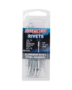 Channellock 1/8 In. to 5/32 In. Dia. x 0.251 In. to 0.437 In. Grip Aluminum Multigrip POP Rivet (20-Pack)