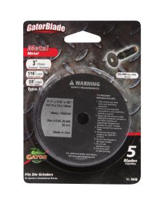 Gator Blade Type 1 3 In. x 1/16 In. x 3/8 In. Metal Cut-Off Wheel (5-Pack)