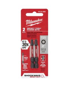 Milwaukee SHOCKWAVE T25 TORX 2 In. Power Impact Screwdriver Bit (2-Pack)