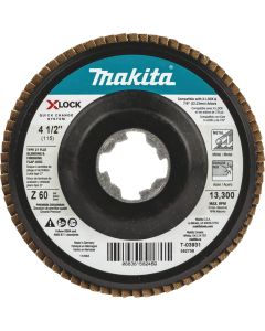 Makita X-LOCK 4-1/2 In. x 7/8 In. 60-Grit Type 27 Zirconia Angle Grinder Flap Disc