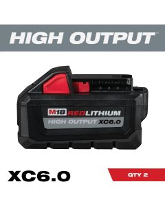 Milwaukee M18 REDLITHIUM Lithium-Ion High Output XC 6.0 Ah Battery Pack (2-Pack)